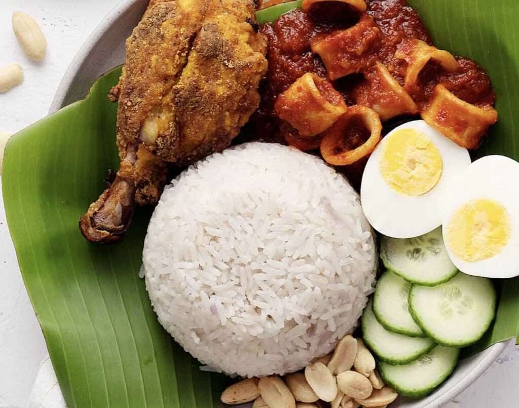 Malaysian Nasi Lemak or coconut rice