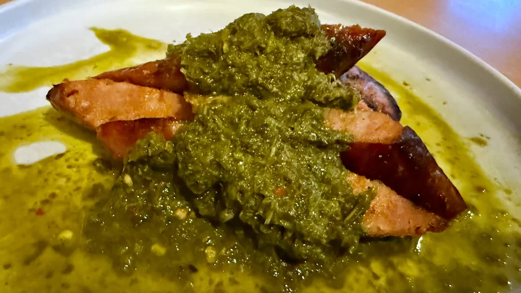 Sliced Iberian Chorizo with Argentinian Chimichurri Sauce
