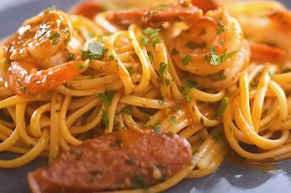 Chorizo and prawn pasta