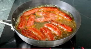 Chorizo sausages pan fried