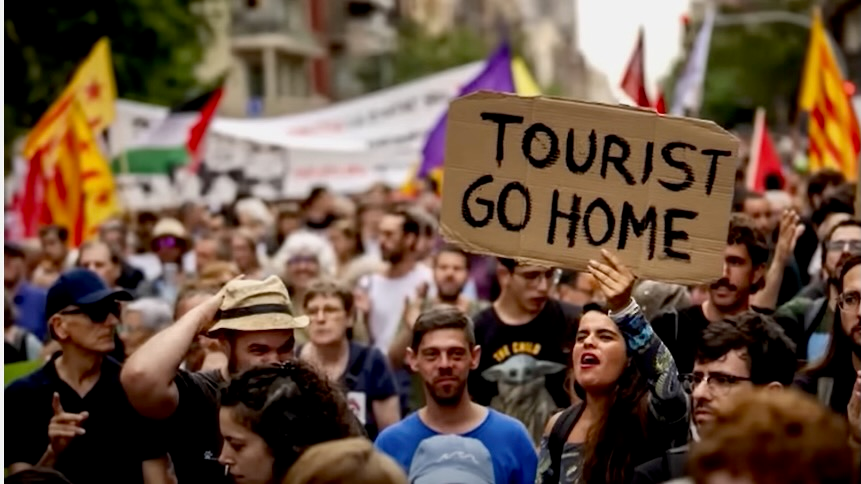 Tourist go home protest