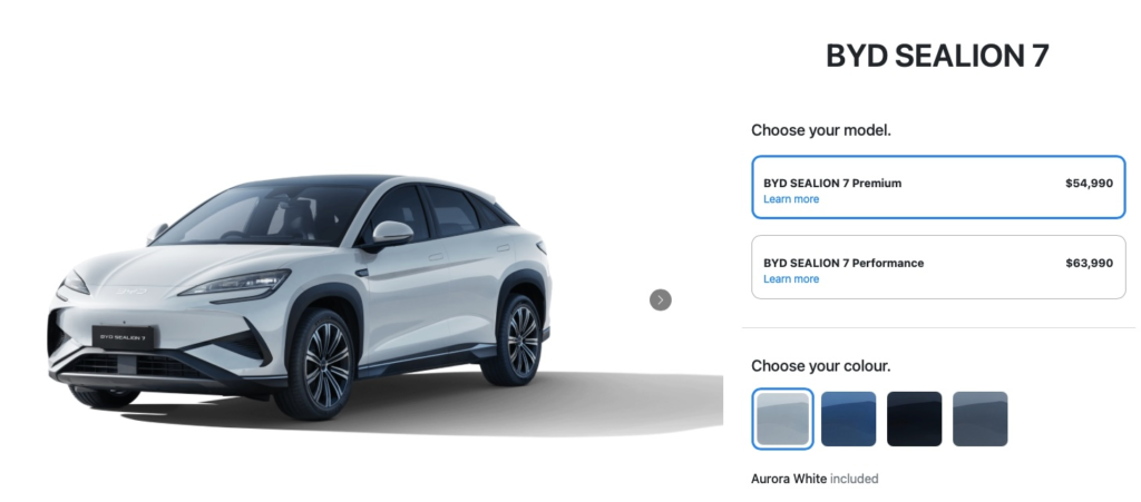 BYD Australian Online Order Page