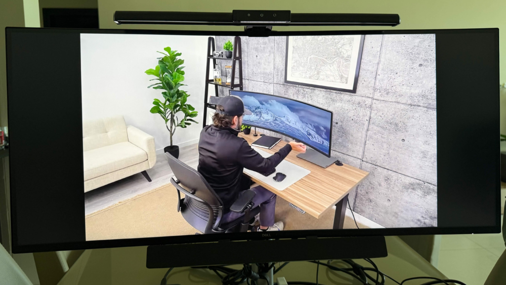 Desk layout with an ultrawide monitor
